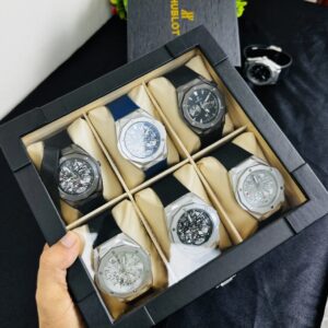 6 Slot Premium Leather Box With 6 Hublot Spider belt Watch⌚