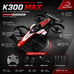 2-in-1 Hybrid Drone & Racing Car With Remote Control (Dual Mode)